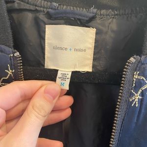 Urban Outfitters Constellation style bomber jacket with zipper (NAVY/GOLD)